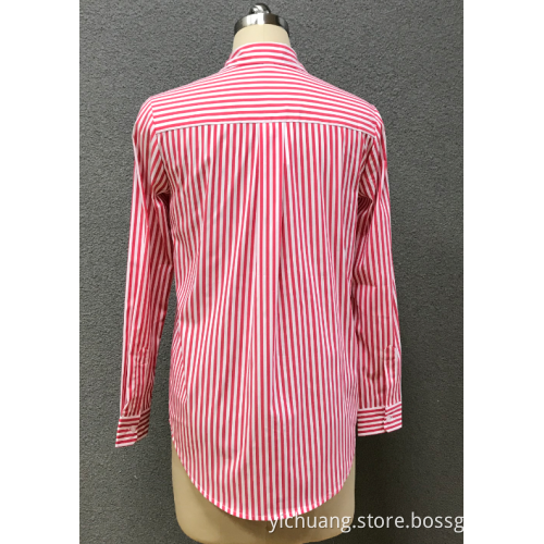 women's red stripe shirt